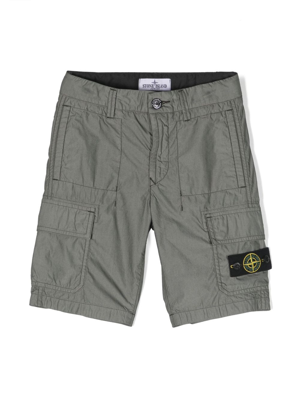 Stone Island Junior 阔腿标贴工装裤 - 绿色