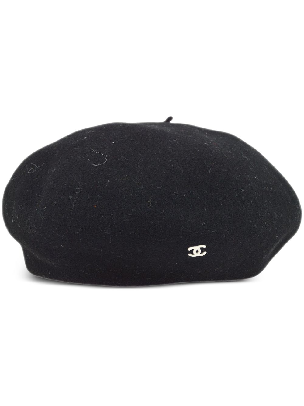 CHANEL Pre-Owned CC 羊毛贝雷帽（ 1990-2000年代典藏款 ） - 黑色