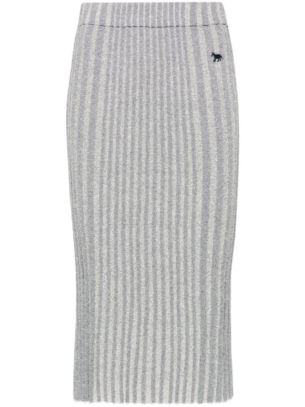 Maison Kitsuné 狐狸图案罗纹中长半身裙 - 蓝色