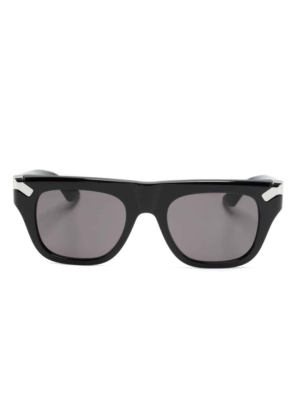 Alexander McQueen Eyewear logo雕刻方框太阳眼镜 - 黑色