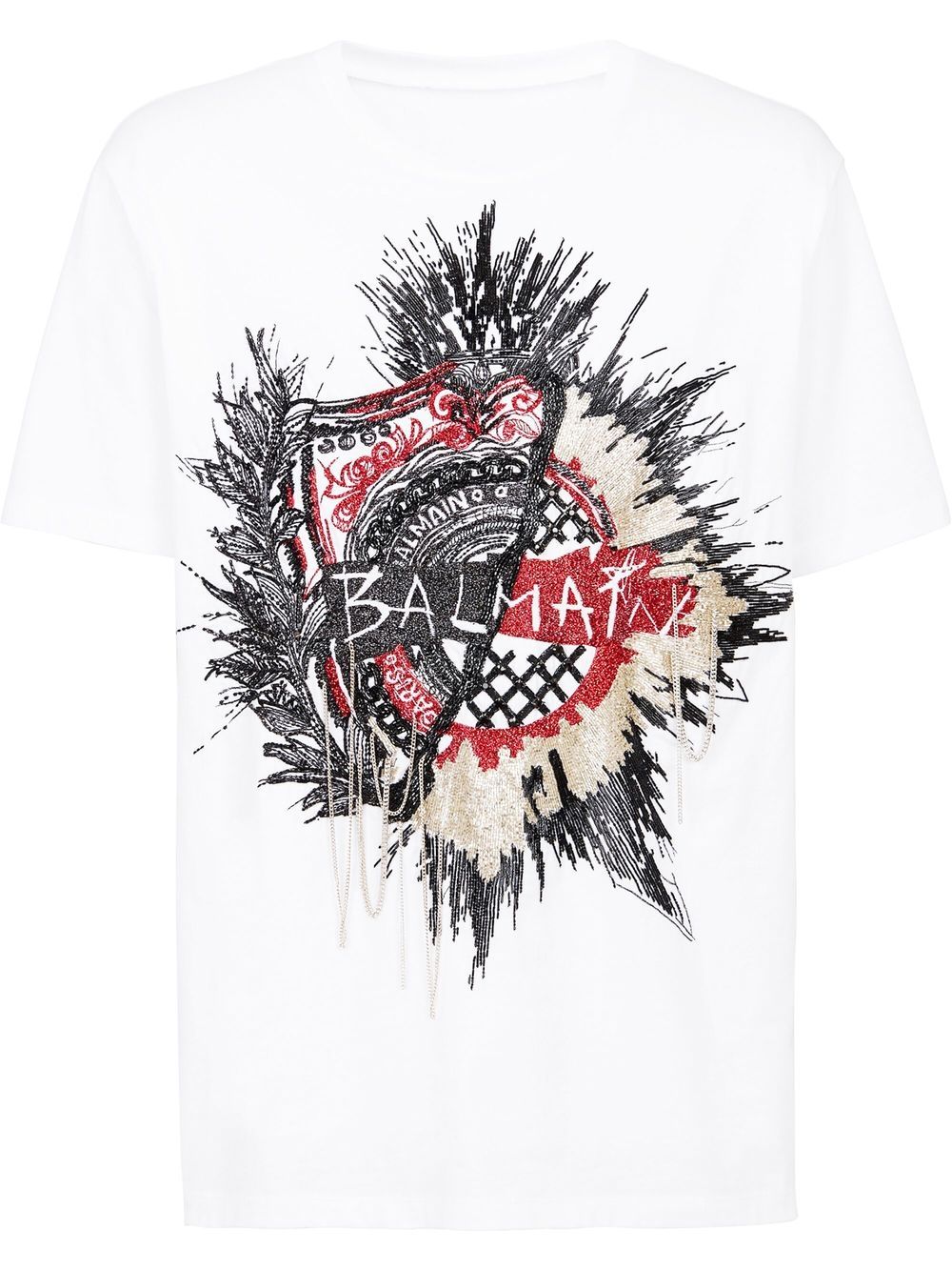 Balmain 巴尔曼 logo刺绣T恤 - 白色