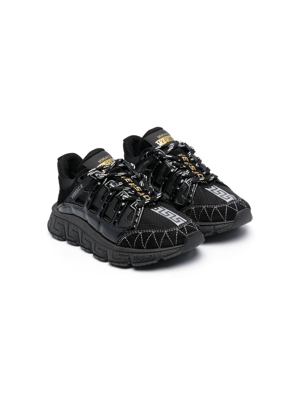 Versace Kids Trigreca 低帮运动鞋 - 黑色