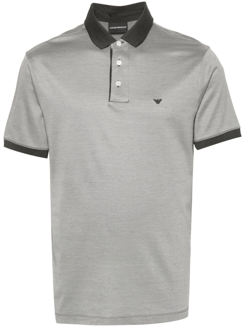 Emporio Armani logo刺绣条纹polo衫 - 绿色