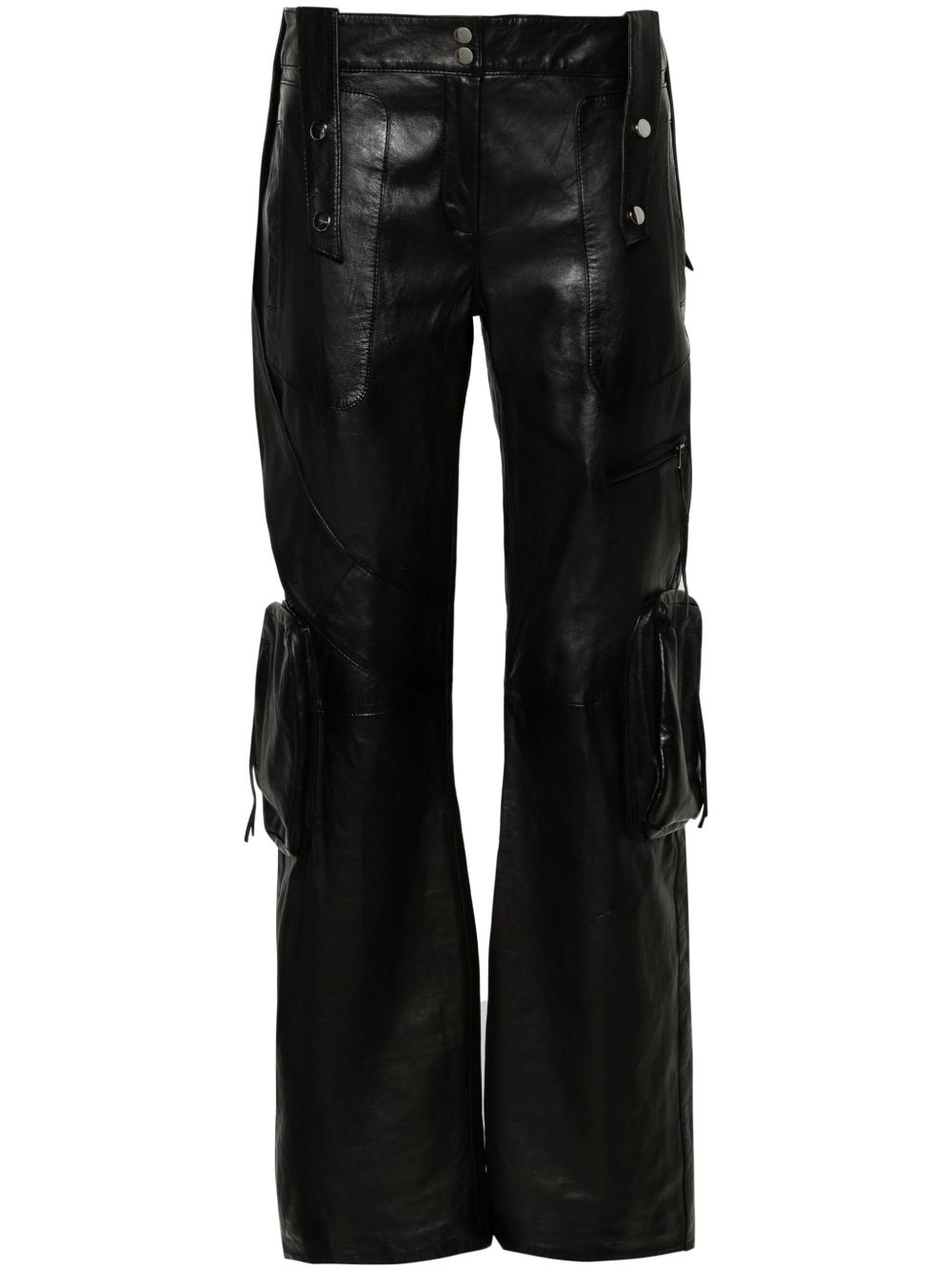 Blumarine 皮质工装直筒裤 - 黑色