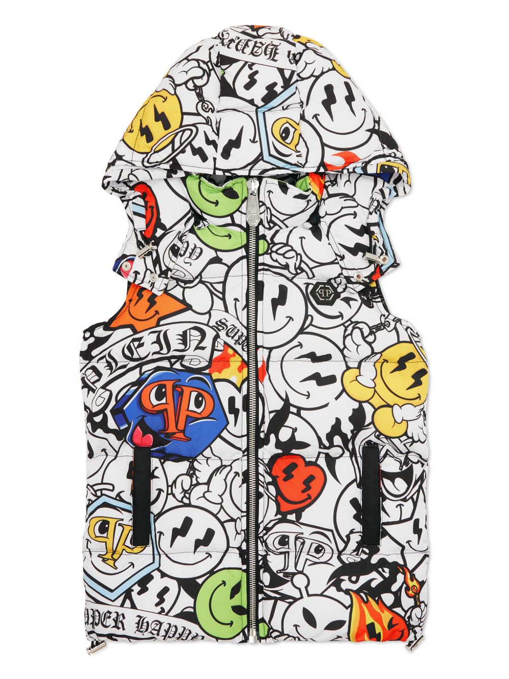 Philipp Plein Junior 微笑印花马甲 - 白色