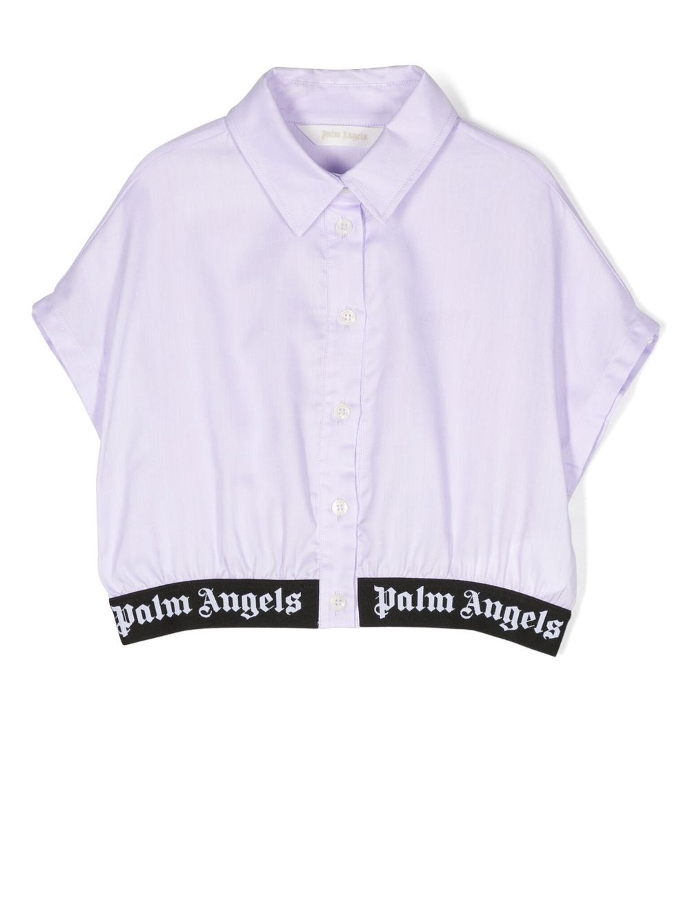 Palm Angels Kids logo下摆短袖衬衫 - 紫色