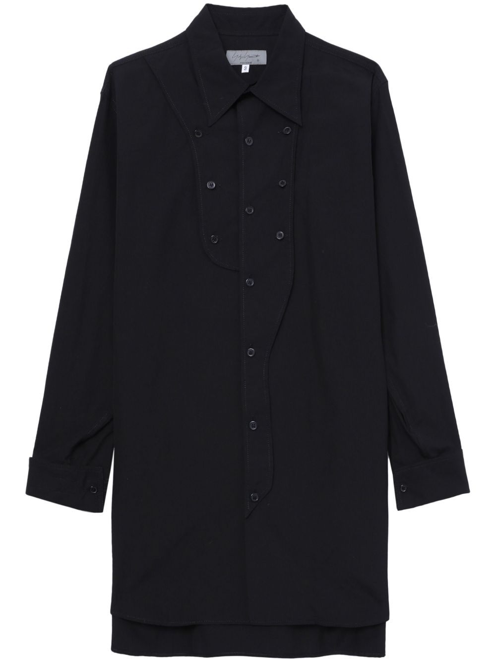 Yohji Yamamoto 长袖纽扣棉衬衫 - 黑色