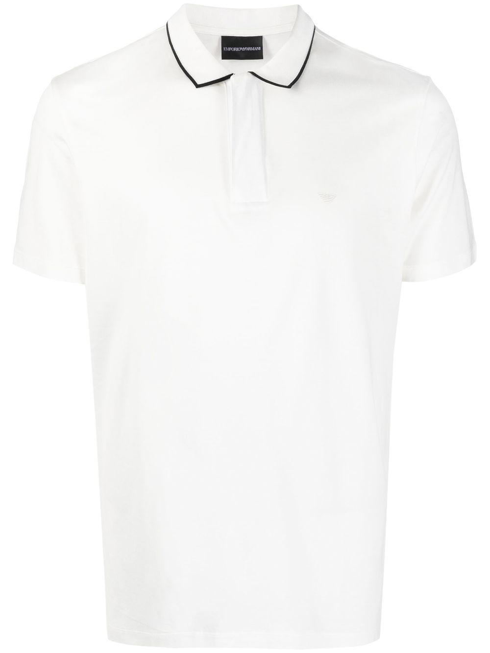 Emporio Armani logo贴花polo衫 - 白色