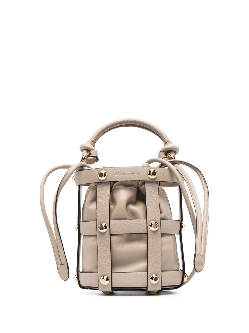 Ferragamo 抽绳皮质水桶包 - 中性色