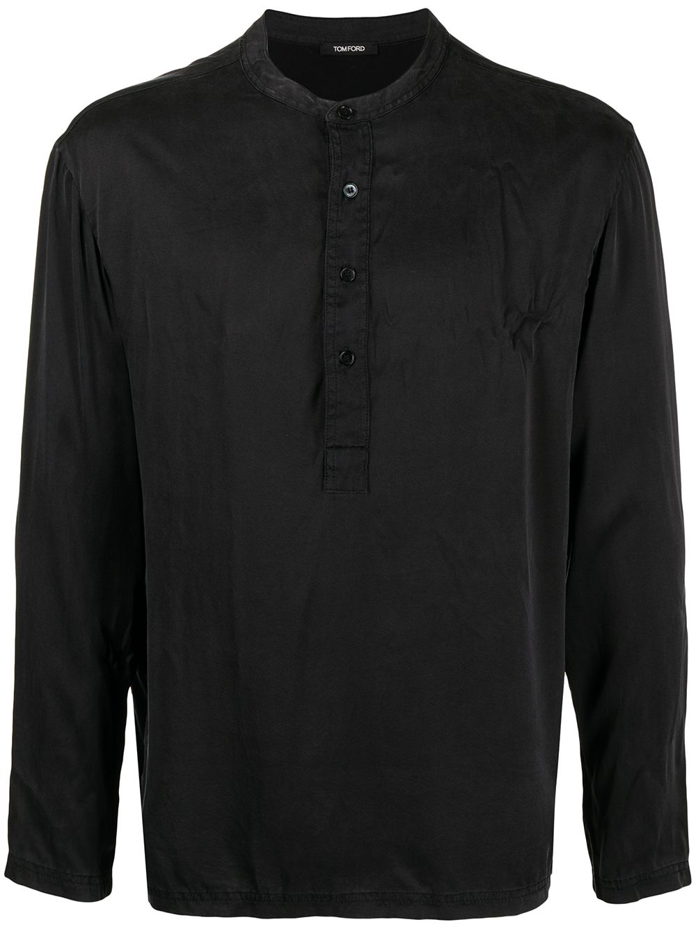 TOM FORD 汤姆福特 Henley 弹性休闲衬衫 - 黑色
