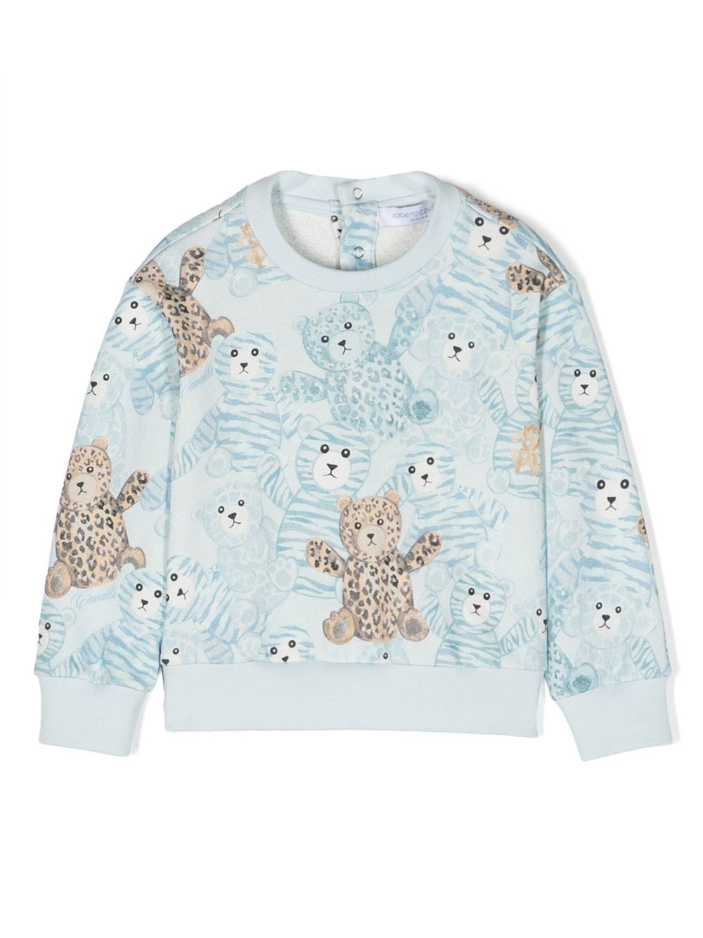Roberto Cavalli Junior 泰迪熊印花棉卫衣 - 蓝色