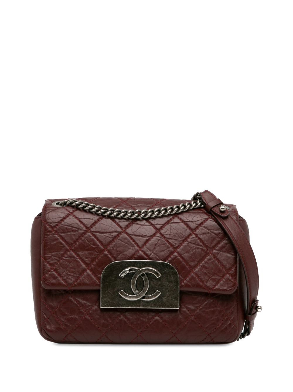 CHANEL Pre-Owned Aged Calfskin CC Square Flap 斜挎包（2012-2013年典藏款） - 红色
