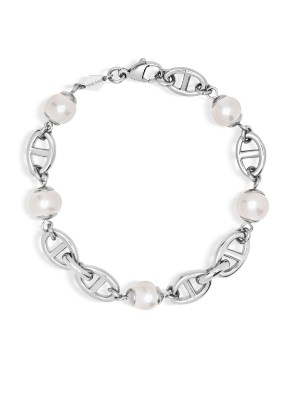 Nialaya Jewelry Mariner 珍珠手链 - 银色