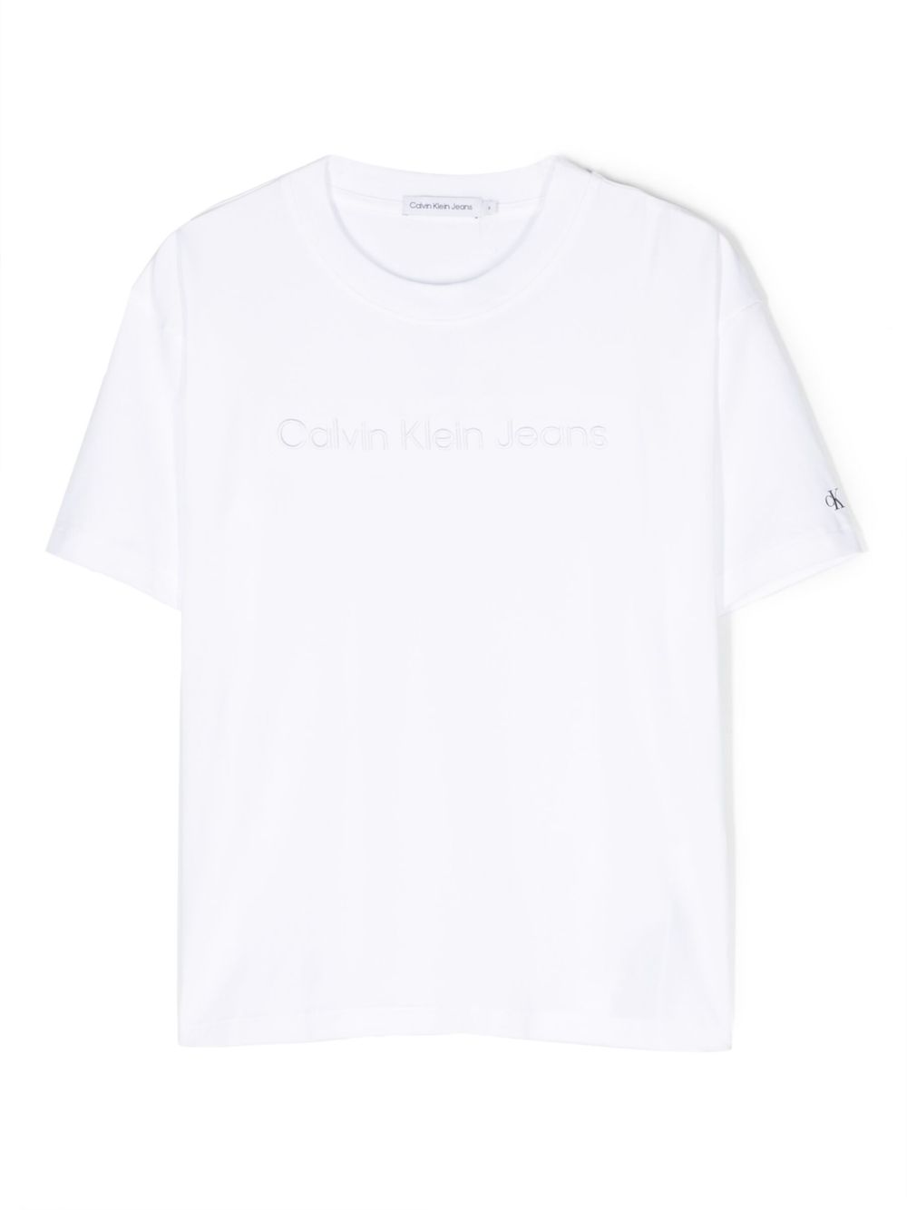 Calvin Klein Kids logo刺绣圆领T恤 - 白色