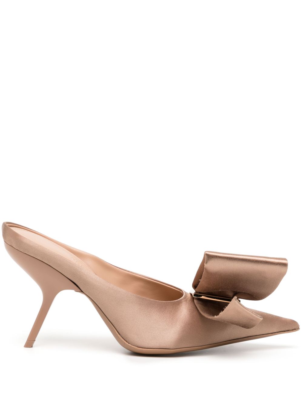 Ferragamo 不对称蝴蝶结高跟穆勒鞋 - 褐色