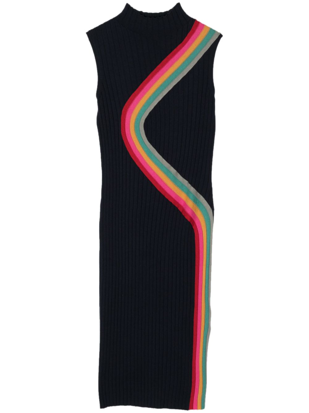 PS Paul Smith Swirl 罗纹针织中长连衣裙 - 蓝色