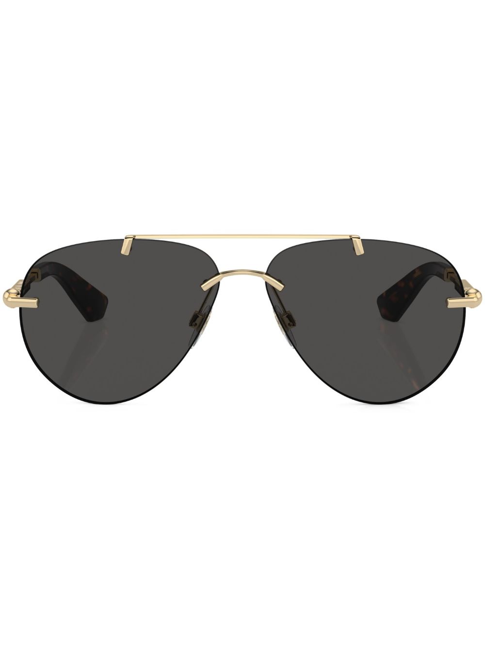 Burberry Eyewear 金属感飞行员镜框太阳眼镜 - 金色