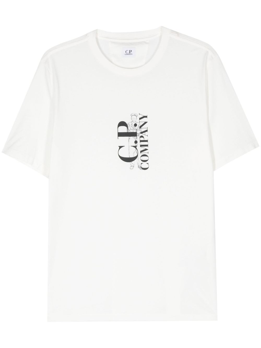 C.P. Company logo印花棉T恤 - 白色