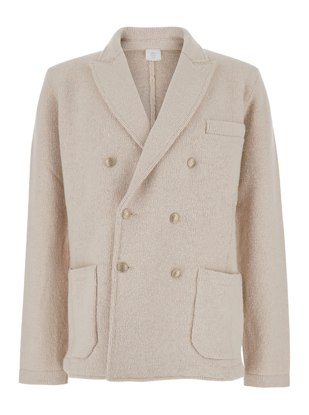 Eleventy Beige Double-breasted Jacket With Peak Revers In Wool Man