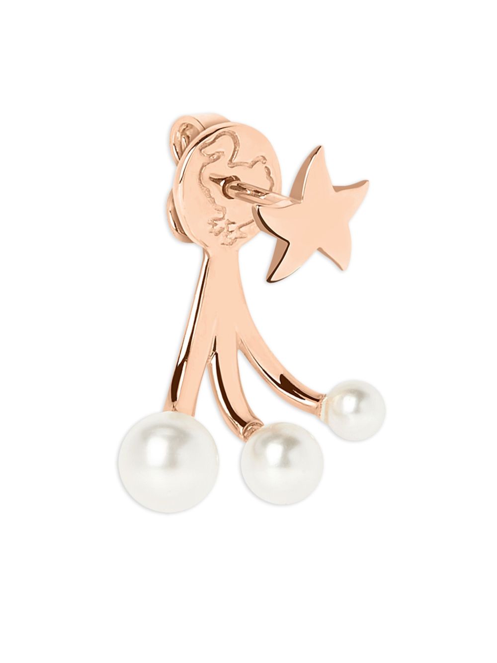 Dodo 9K玫瑰金 Stellina 珠饰单只扇形耳环 - 粉色