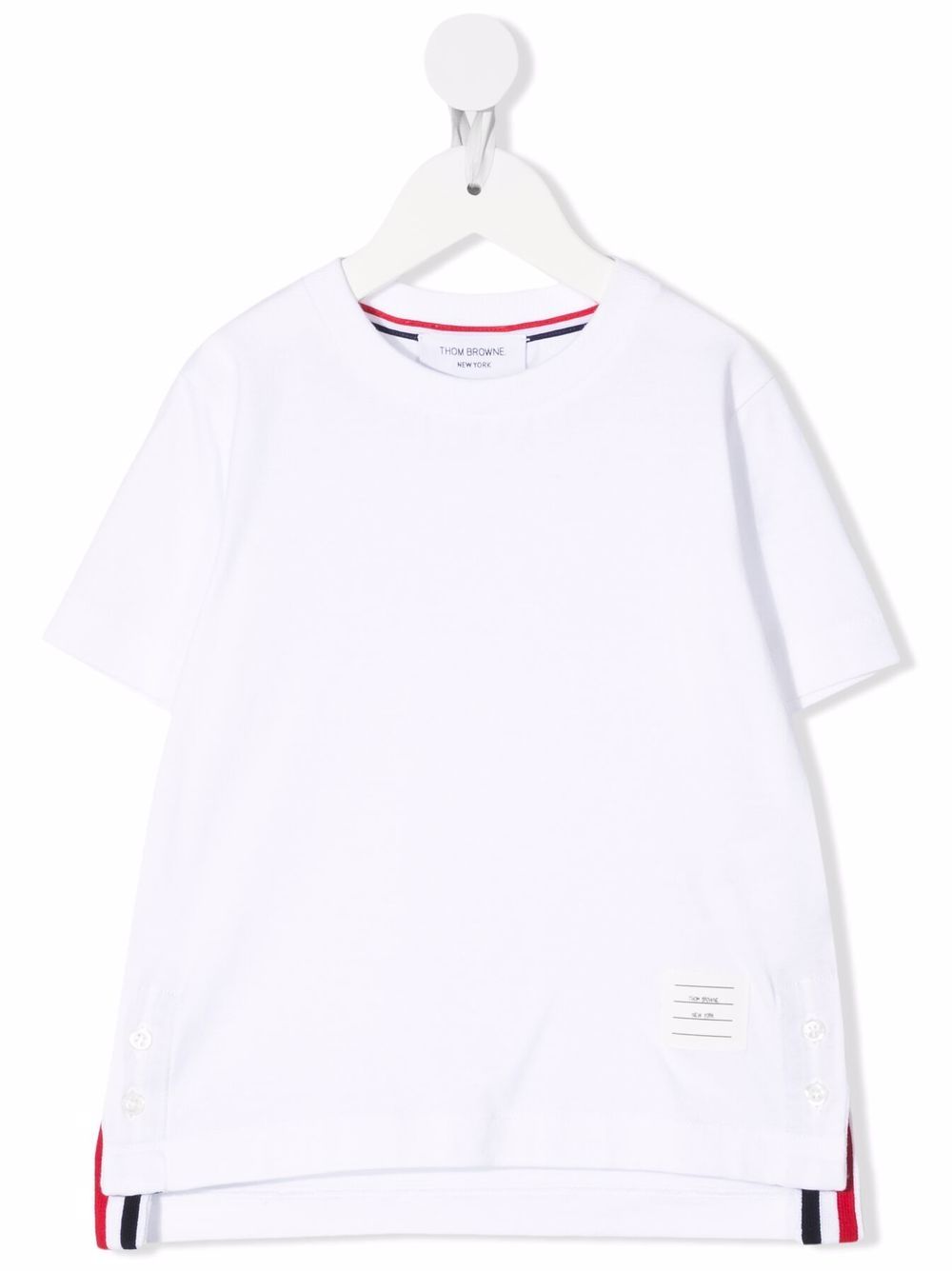 Thom Browne Kids 棉平纹针织圆领T恤 - 白色