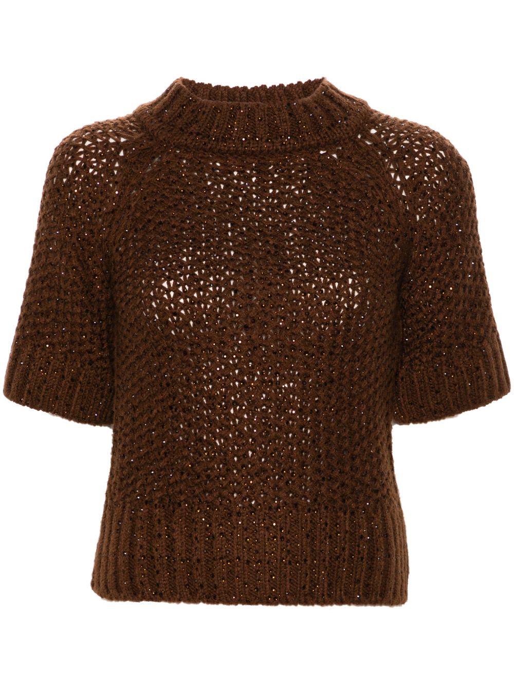 Ermanno Scervino 晶饰企领上衣 - 褐色