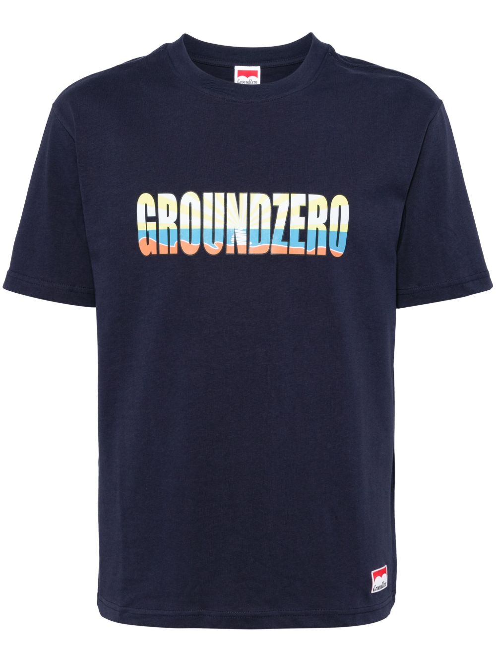 Ground Zero logo印花棉T恤 - 蓝色