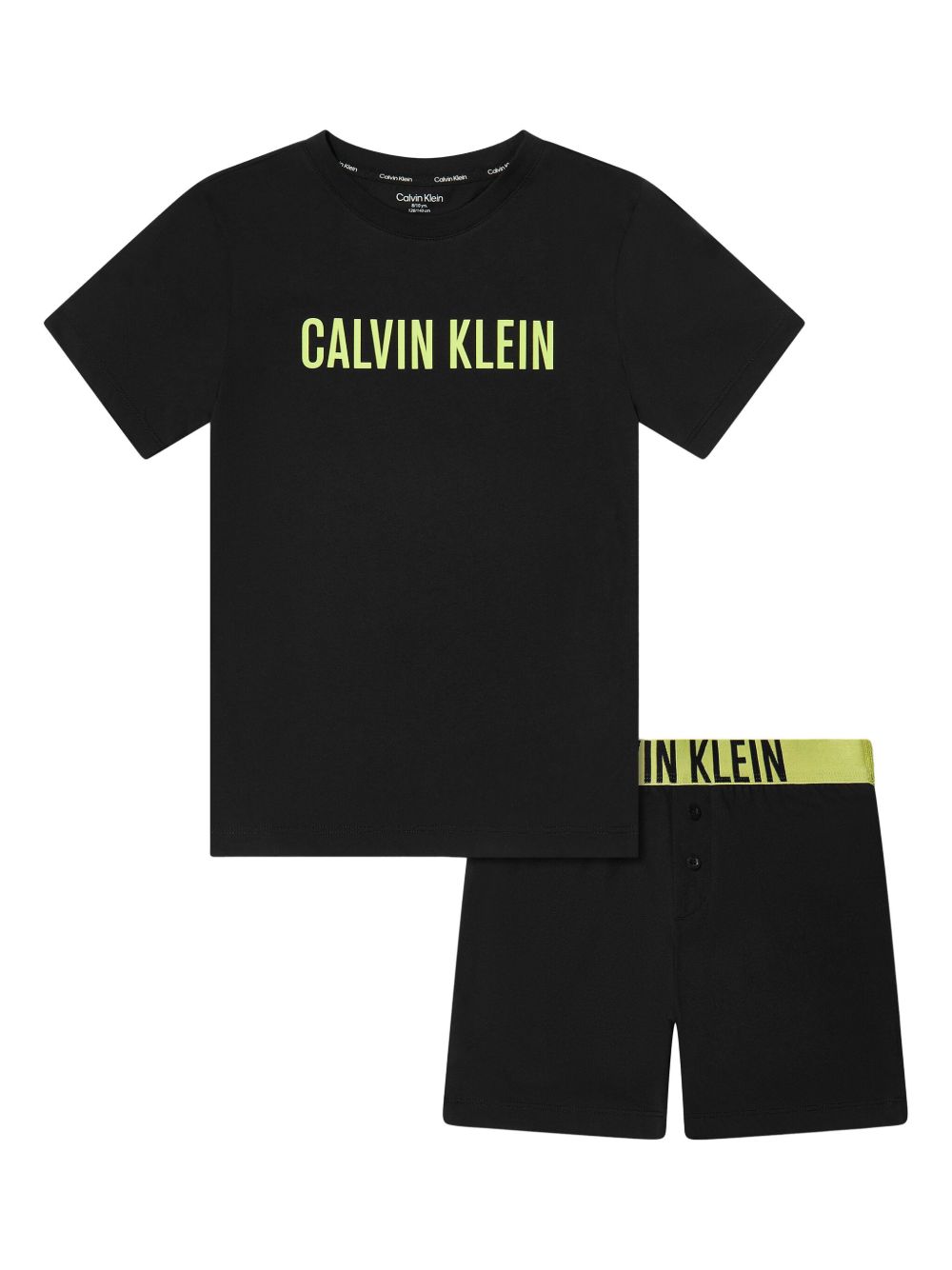 Calvin Klein Kids logo腰边四角裤（两件装） - 黑色