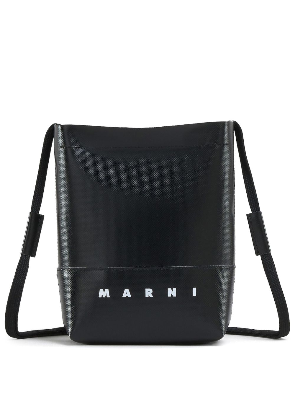 Marni logo印花人造皮革斜挎包 - 黑色