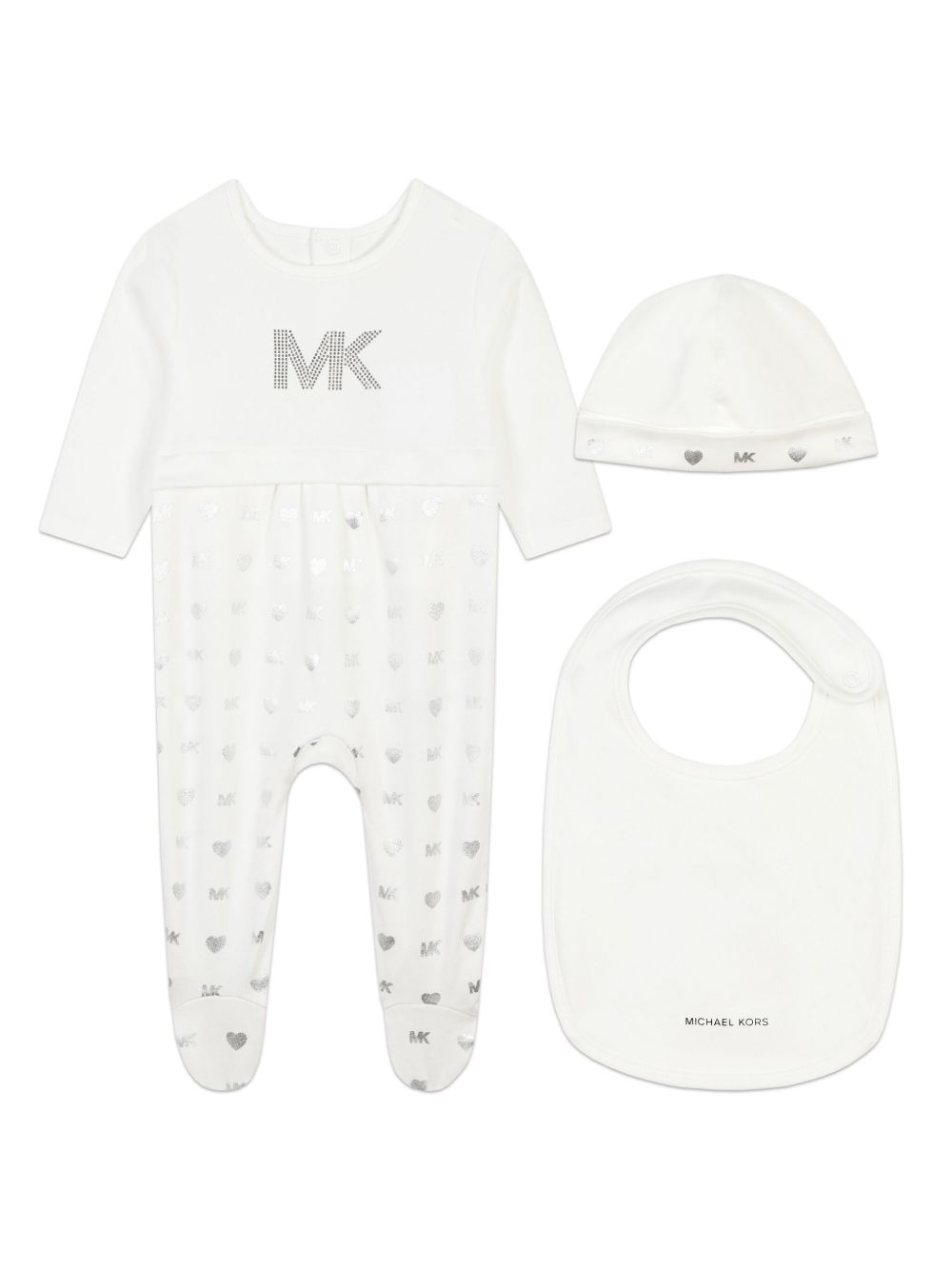 Michael Kors Kids logo印花棉连体衣套装 - 白色