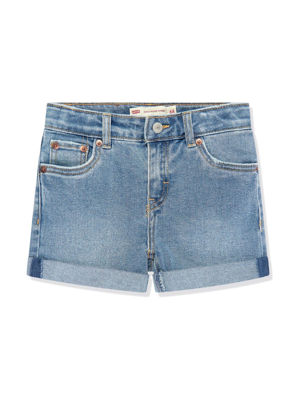 Levi's Kids 上翻裤脚牛仔短裤 - 蓝色
