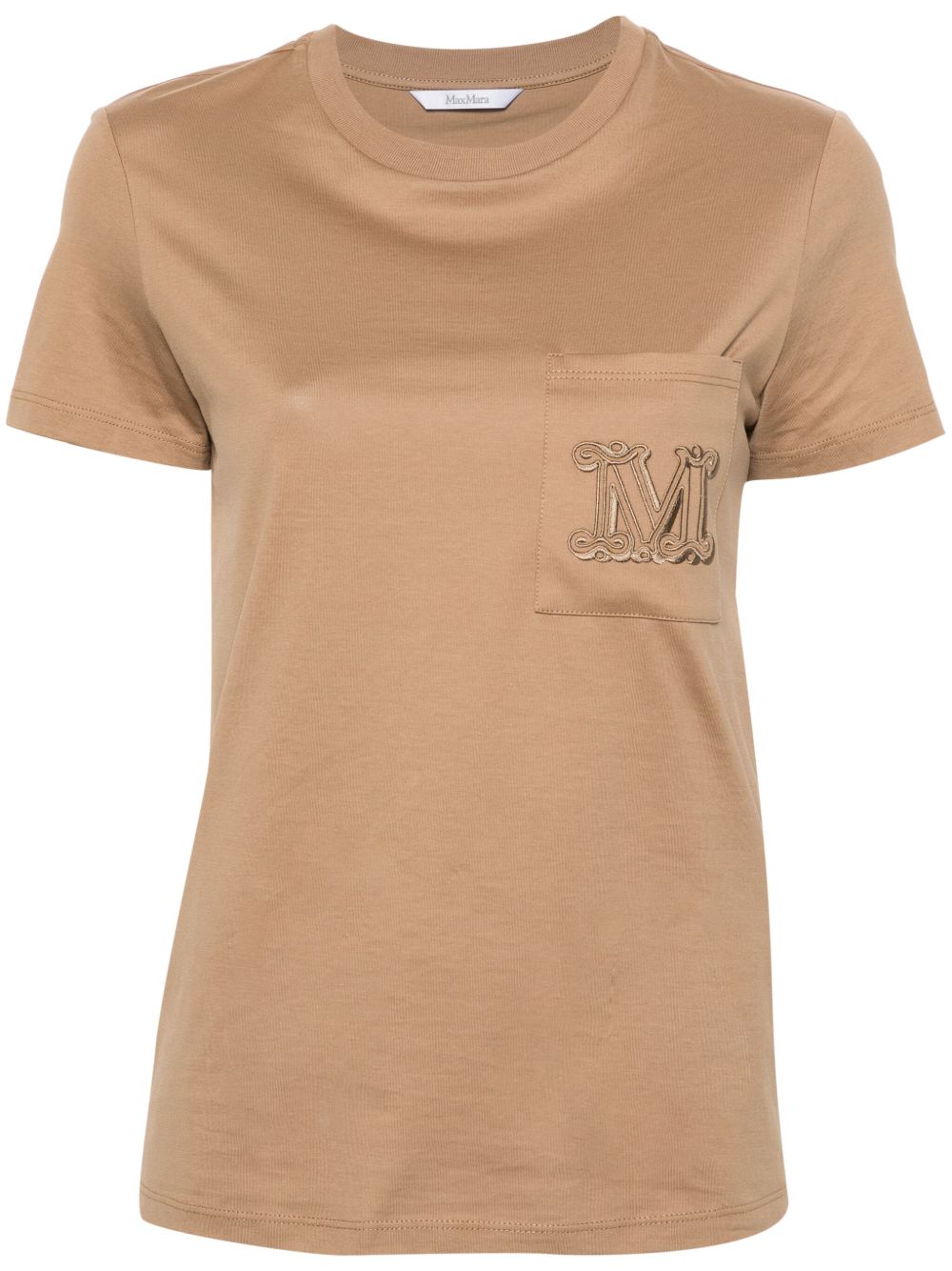 Max Mara logo刺绣棉T恤 - 中性色