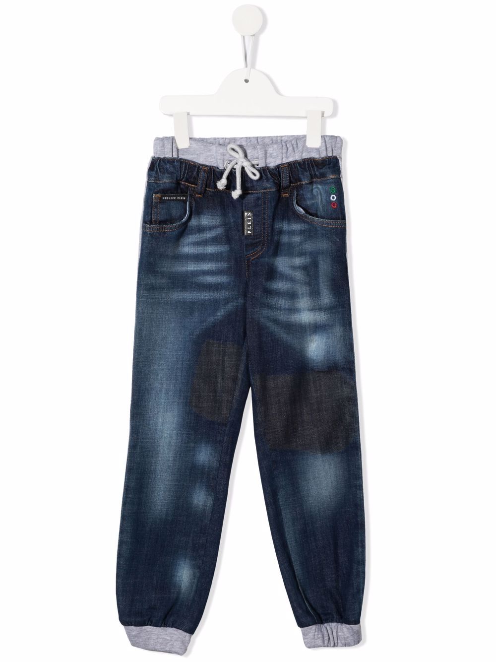 Philipp Plein Junior 抽绳裤腰牛仔裤 - 蓝色