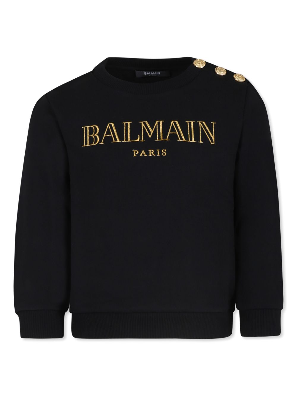 Balmain Kids logo刺绣棉卫衣 - 黑色