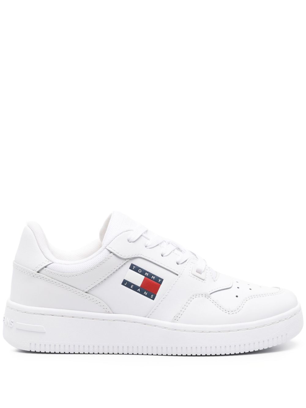 Tommy Jeans Retro Basket 皮质运动鞋 - 白色