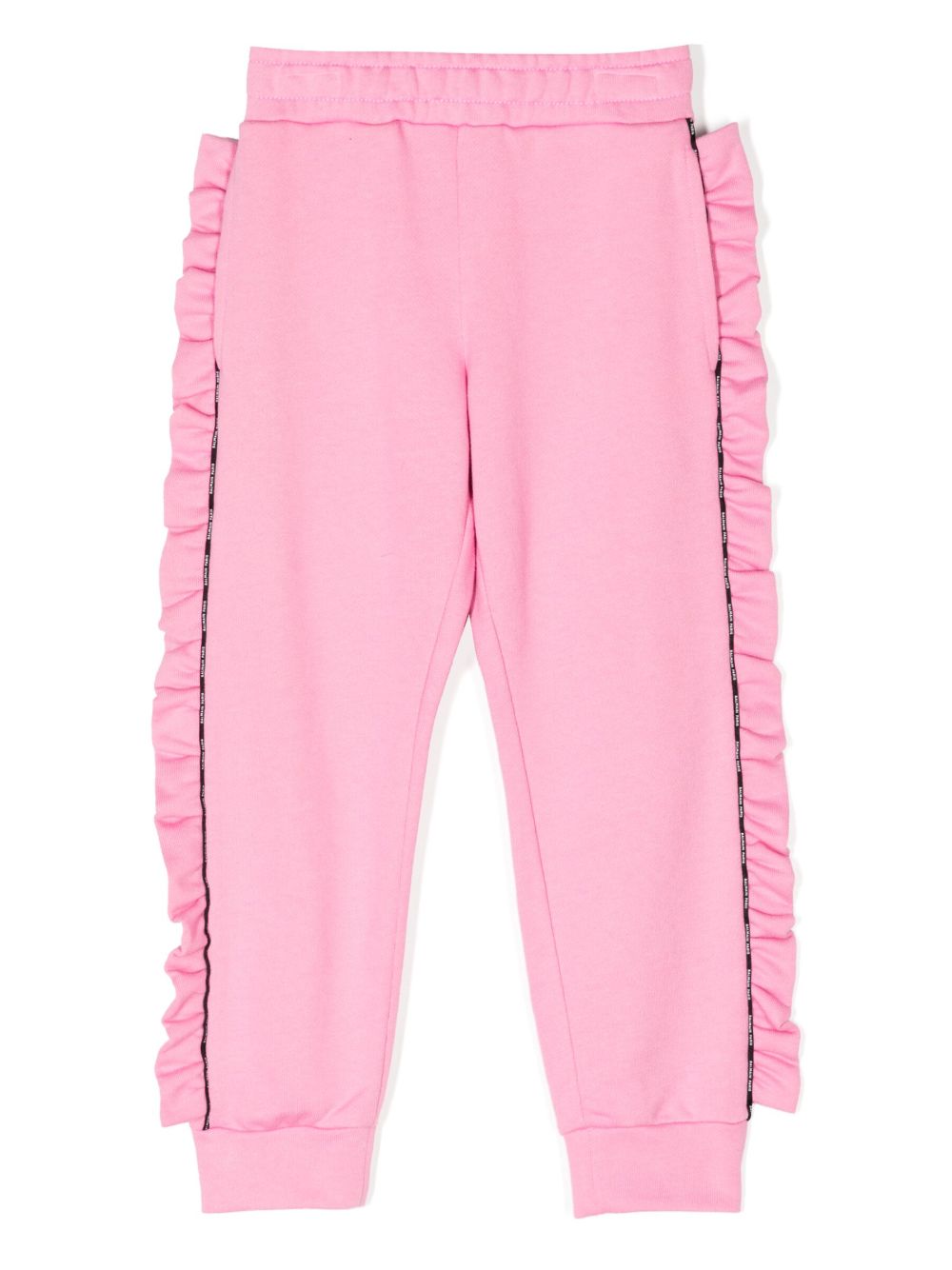 Balmain Kids 荷叶边细节棉长裤 - 粉色