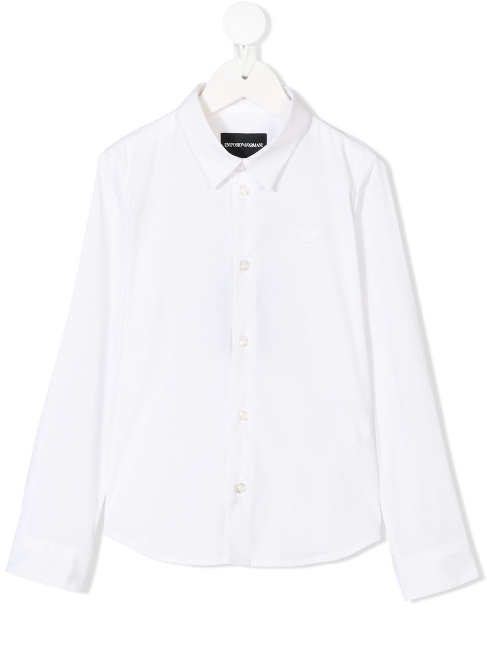 Emporio Armani Kids 经典排扣衬衫 - 白色