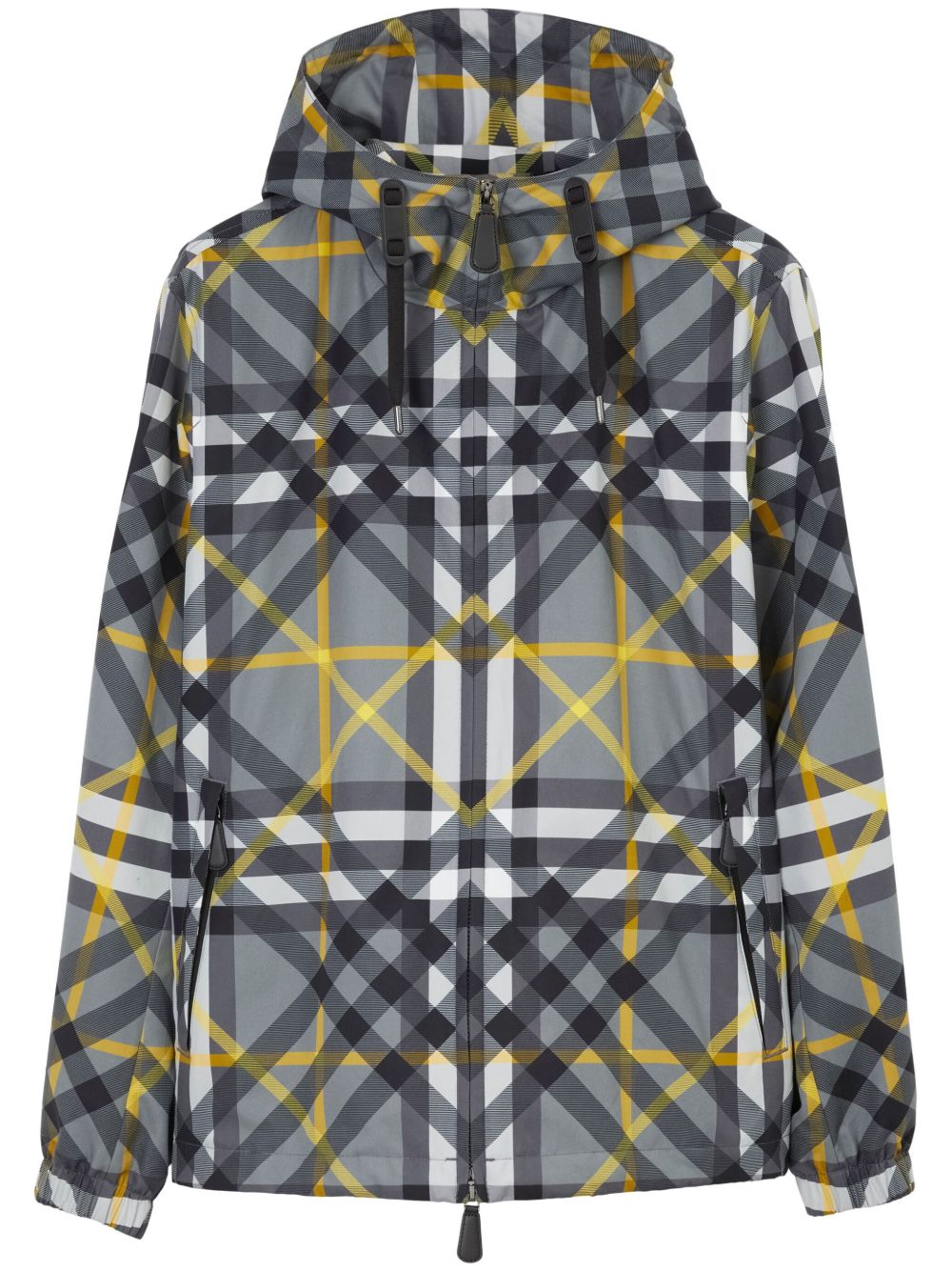 Burberry 格纹拉链连帽夹克 - 灰色