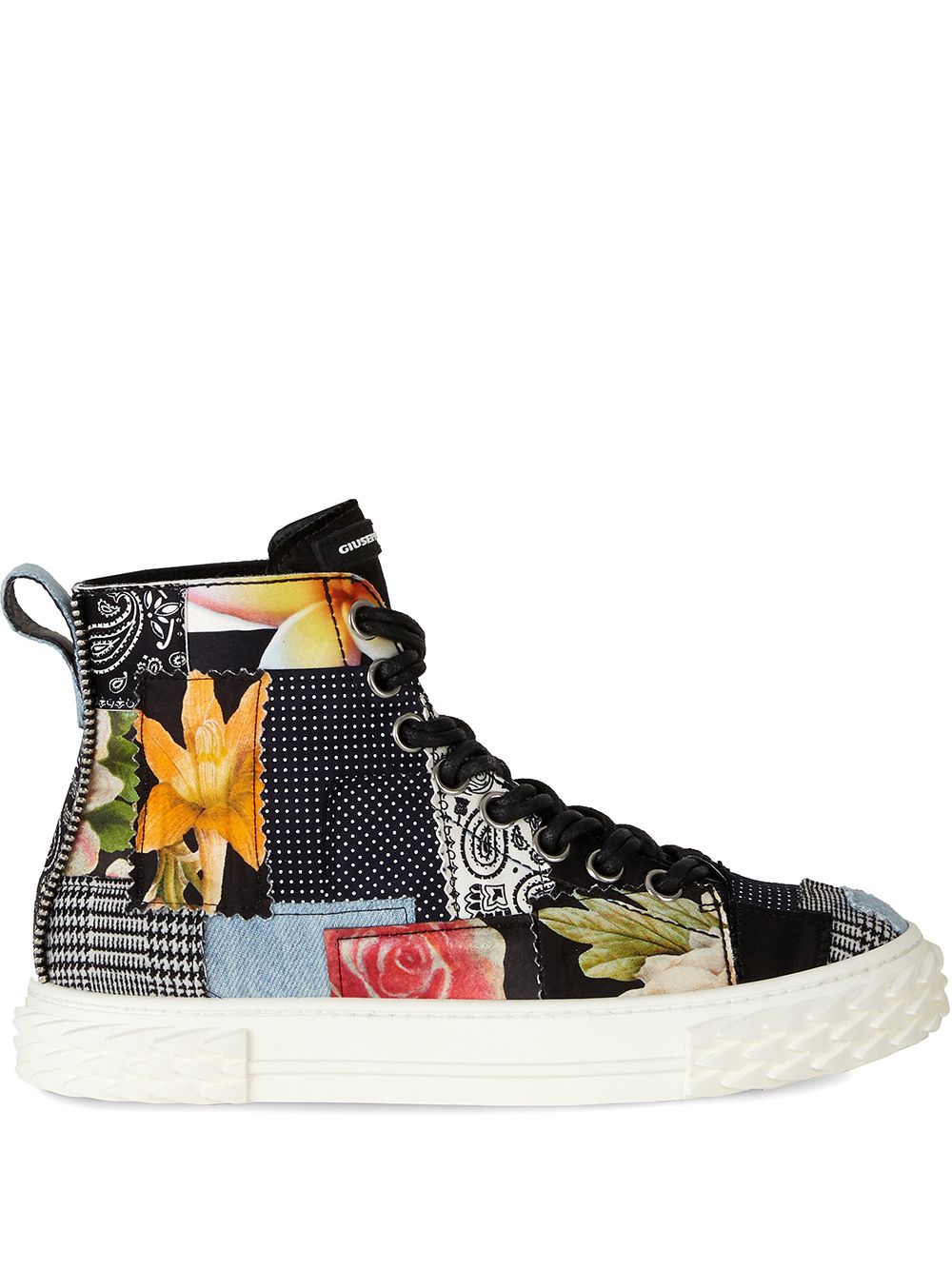 Giuseppe Zanotti 拼接设计高帮运动鞋 - 黑色
