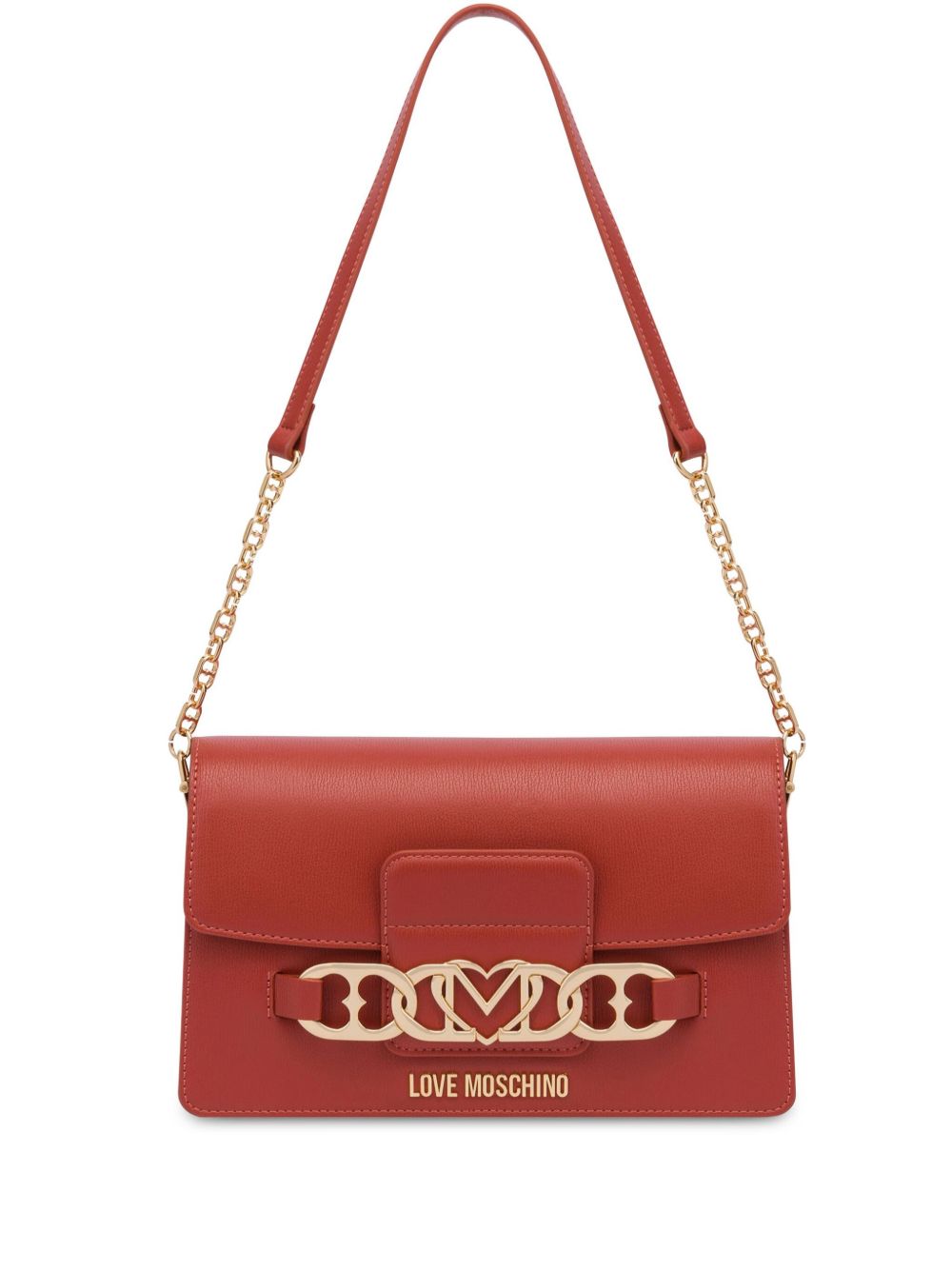 Love Moschino 心形搭链单肩包 - 红色