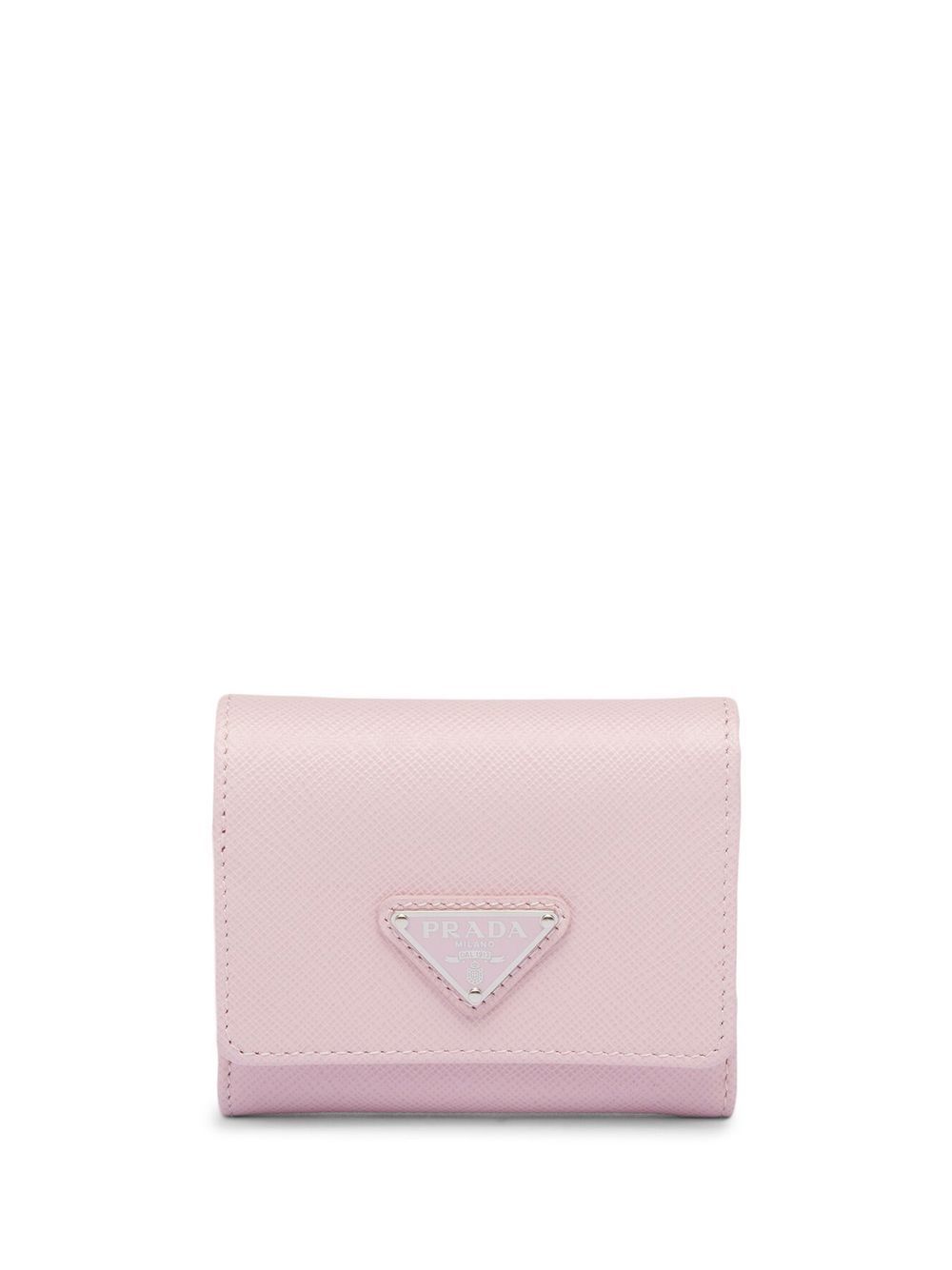 Prada Saffiano 皮质三角形logo钱包 - 粉色