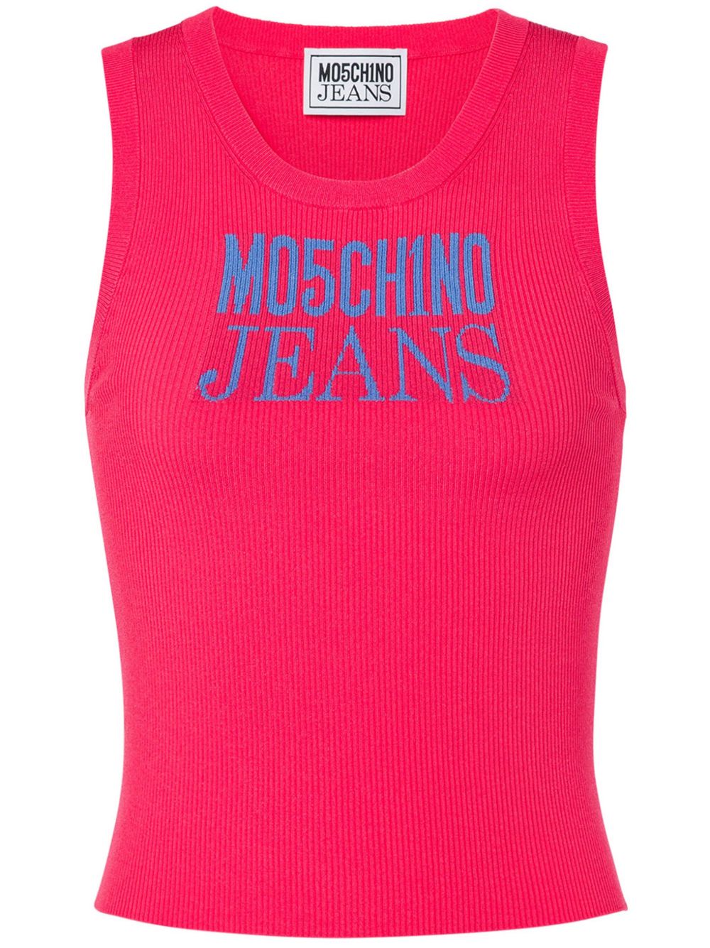 MOSCHINO JEANS logo印花罗纹坦克背心 - 粉色