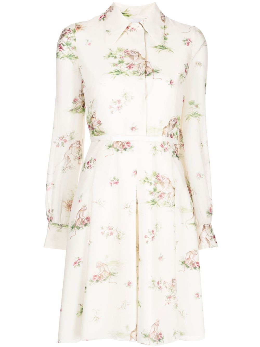 Giambattista Valli 花卉印花真丝连衣裙 - 白色