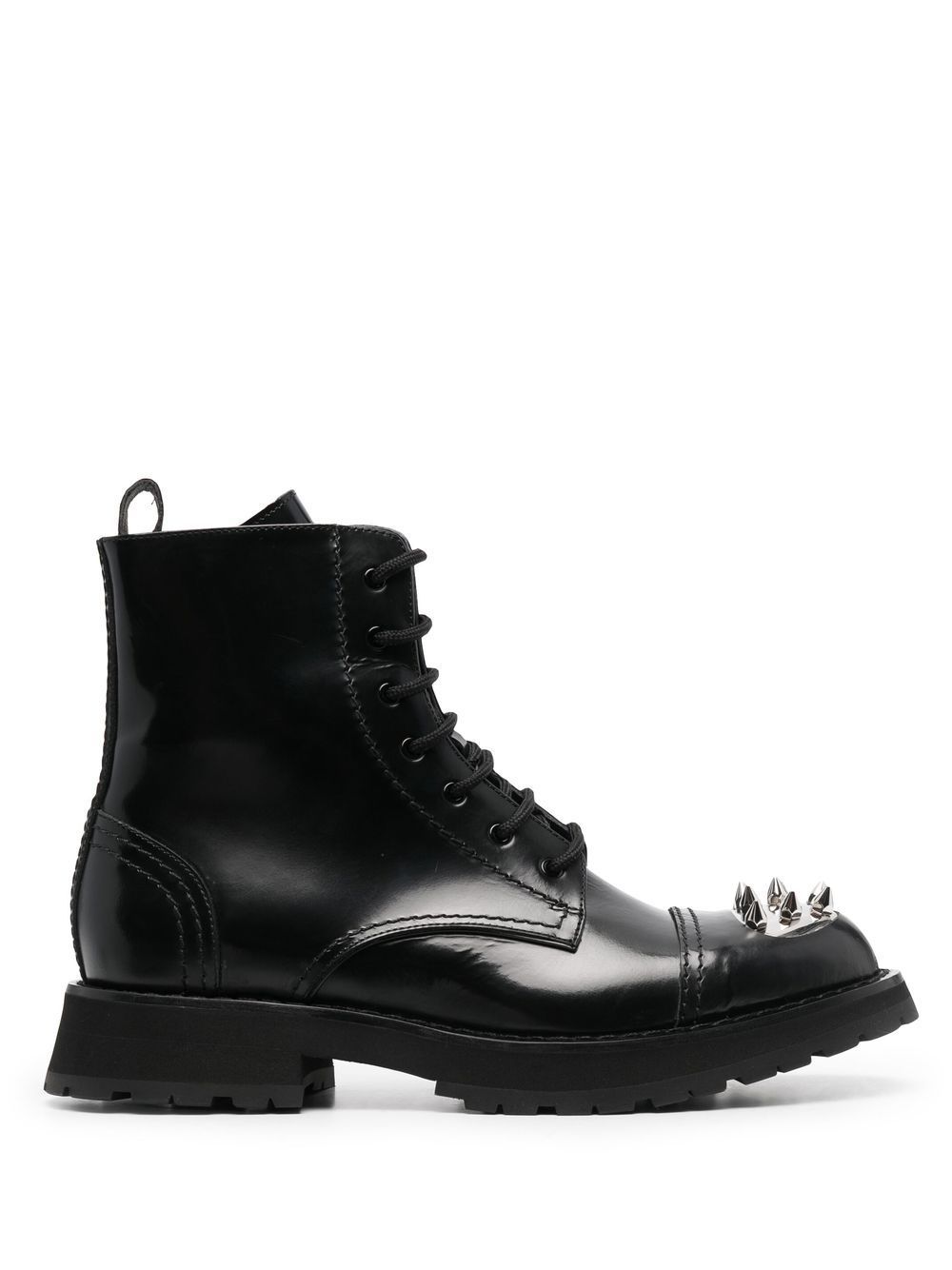 Alexander McQueen 铆钉工装靴 - 黑色