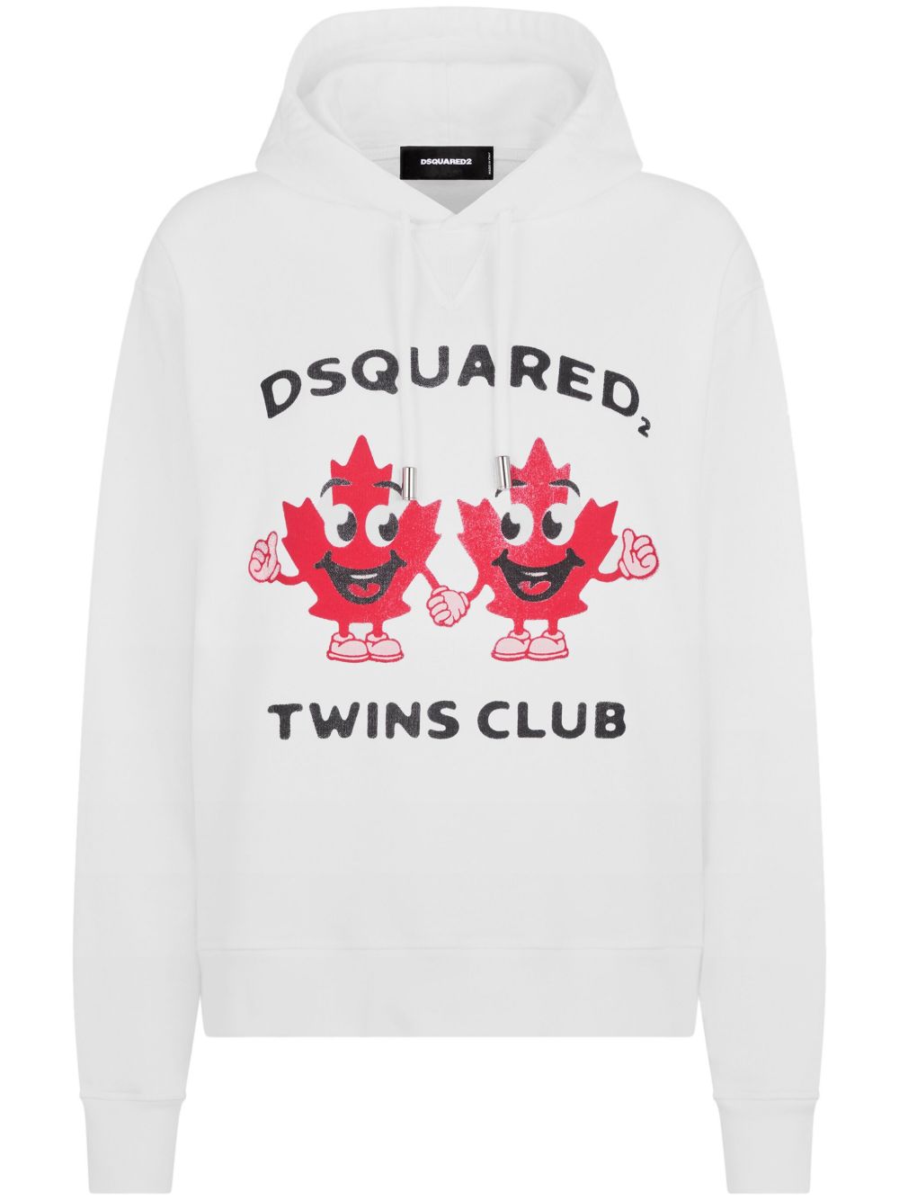 DSQUARED2 图案印花平纹针织连帽衫 - 白色