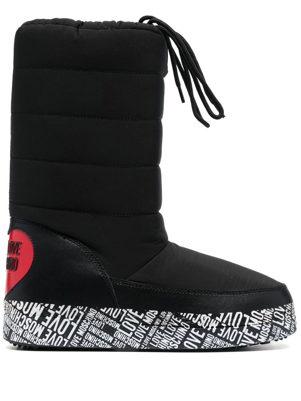 Love Moschino 莫斯奇诺 logo印花绗缝细节短靴 - 黑色