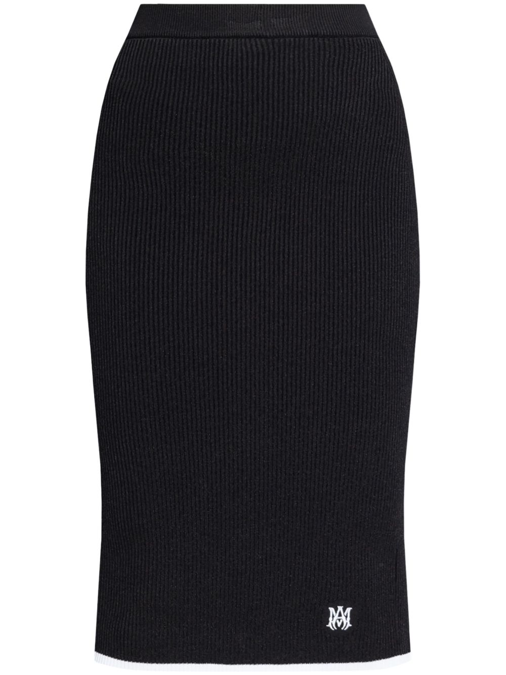 AMIRI Ma logo刺绣中长半身裙 - 黑色