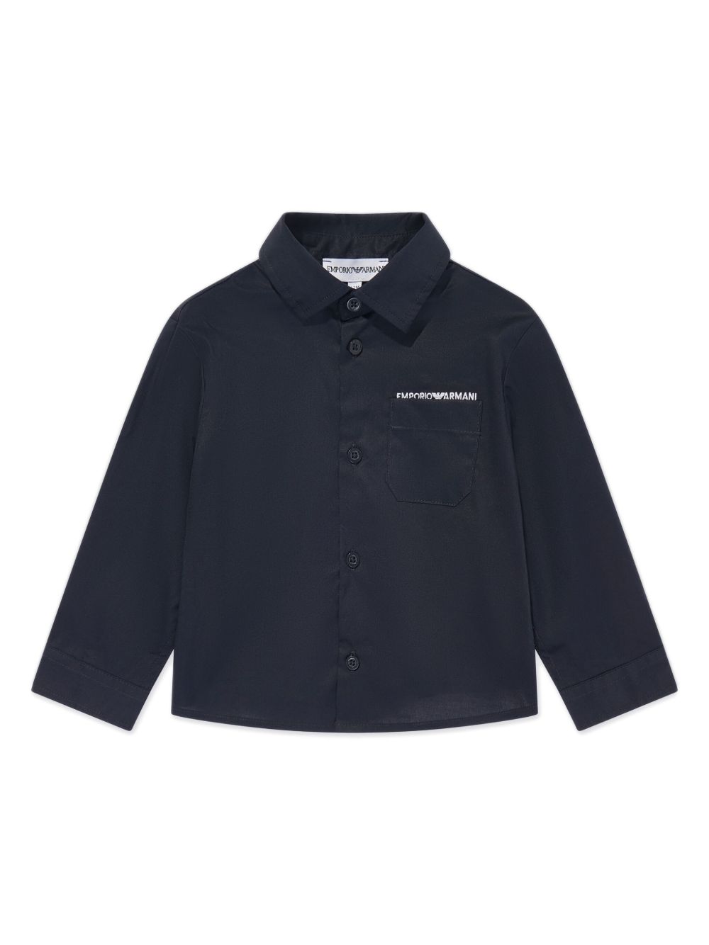 Emporio Armani Kids logo刺绣衬衫 - 蓝色