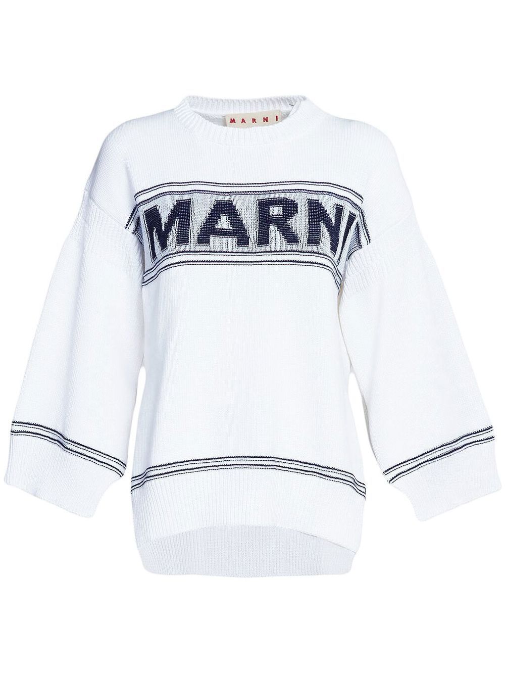 Marni logo嵌花针织毛衣 - 白色