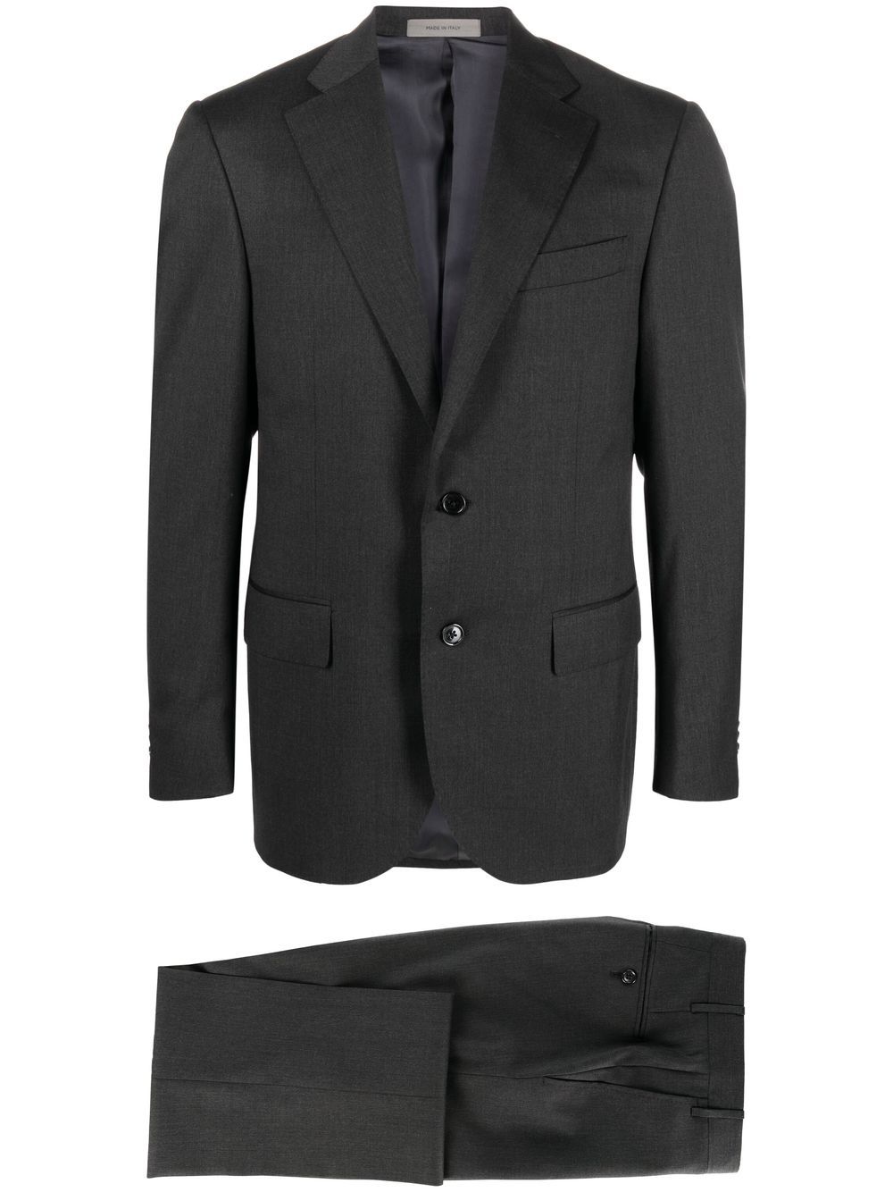 Corneliani 单排扣初剪羊毛西装套装 - 灰色